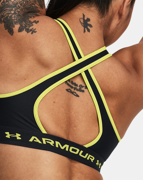 Women's Armour® Mid Crossback Sports Bra, Black, pdpMainDesktop image number 8